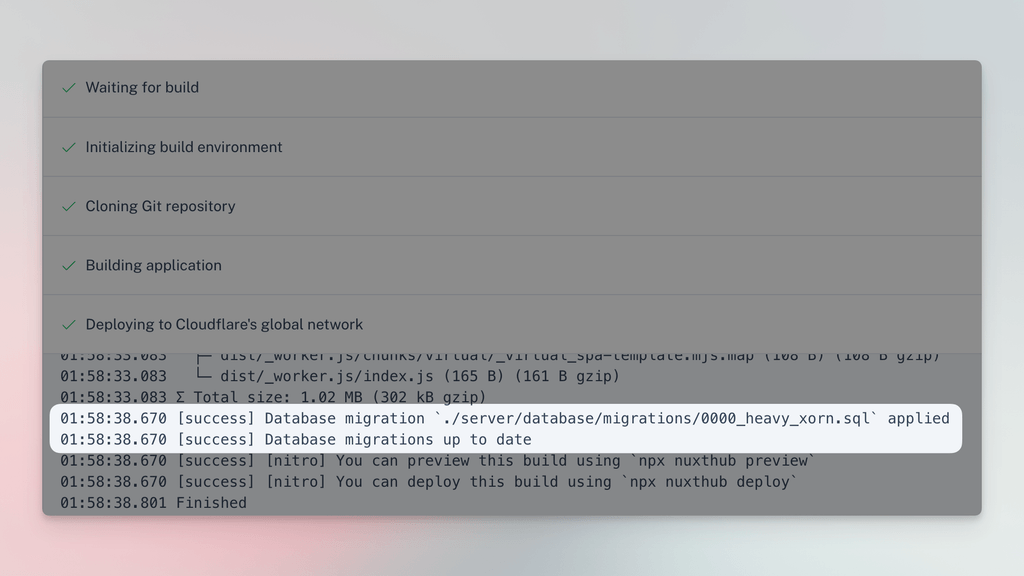 Database Migrations applied during deployment